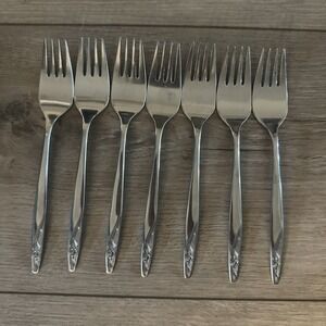 7 PCs International‎ Silver INS88  Salad Forks